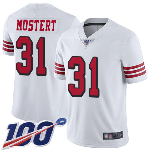 San Francisco 49ers Limited White Men Raheem Mostert NFL Jersey #31 100th Season Vapor Untouchable Rush->youth nfl jersey->Youth Jersey